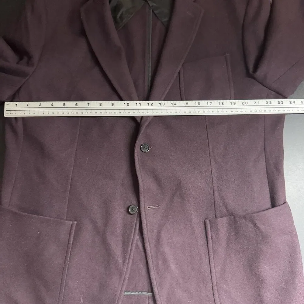 Banana Republic Italy Slim Fit Sport Coat 48L Mens Burgundy Red Solid Wool‎